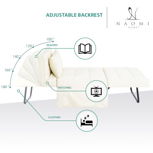White Breathable Linen Convertible Ottoman Bed T9186