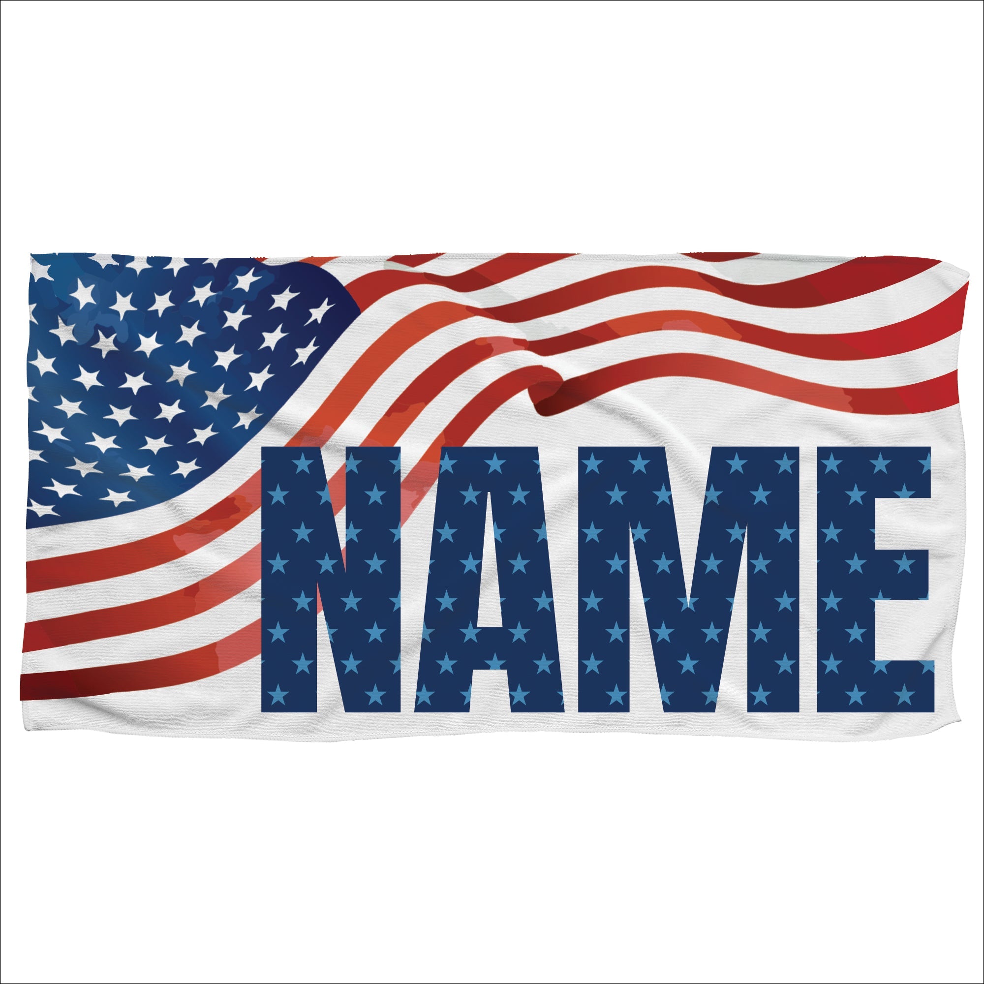 Personalized American Flag Big Bold Name Beach Towel