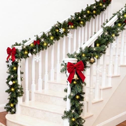 2 Pack 9FT Artificial Pre-lit Christmas Garland with Lights B565338