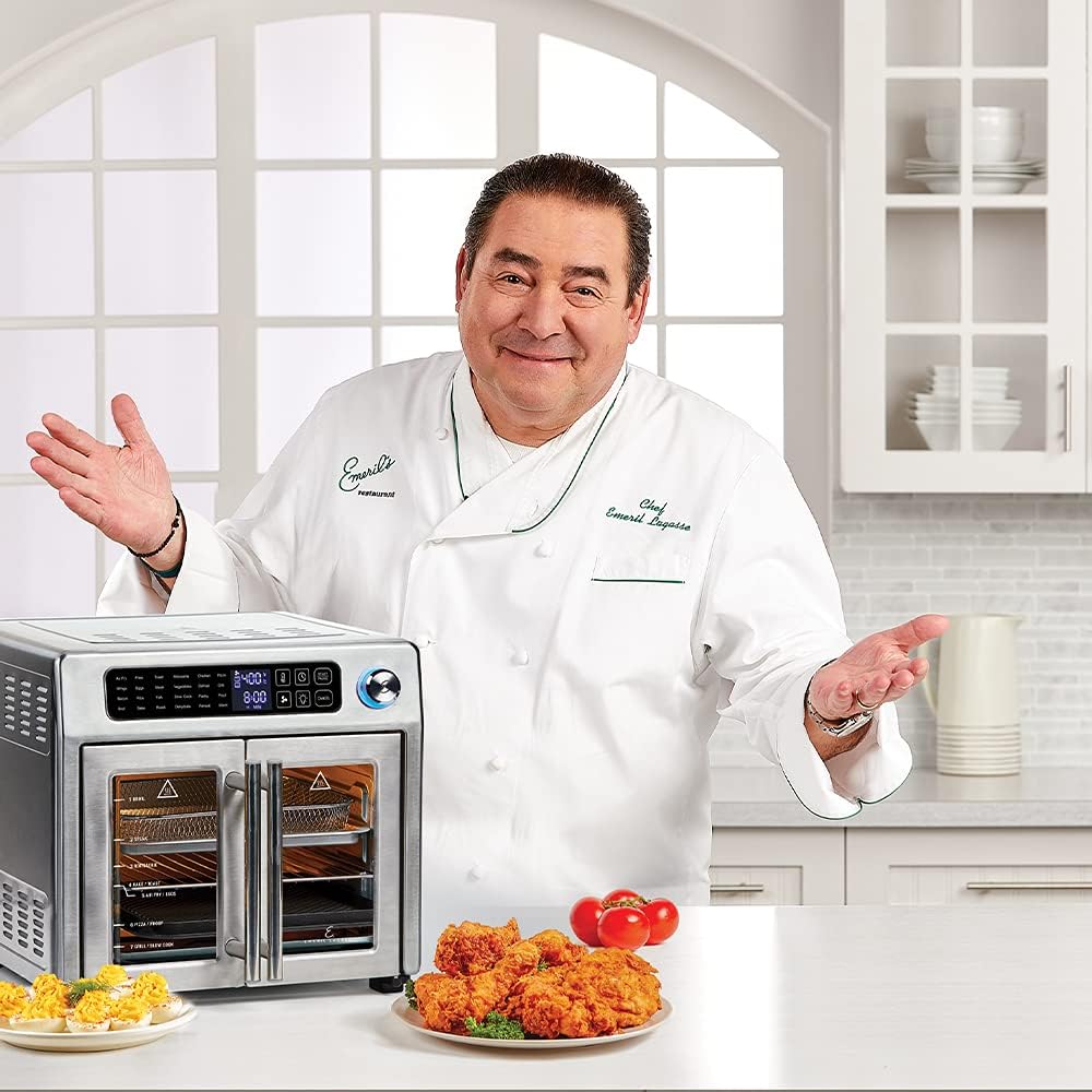 26 QT Extra Large Air Fryer Convection Toaster Oven with French Doors Stainless Steel B86958