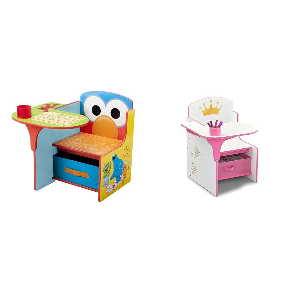 White/Pink Chair Desk with Storage Bins W837894