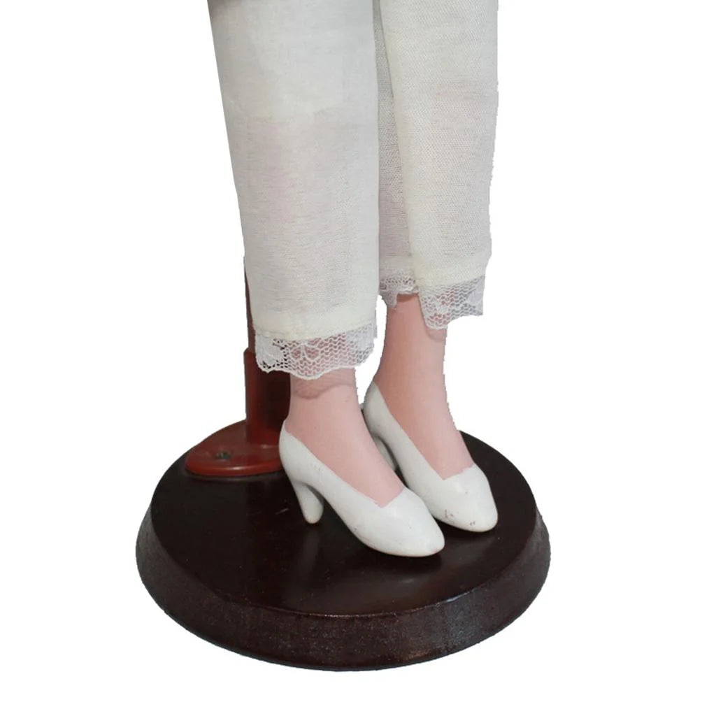 40cm Porcelain Doll with Curly Hair, Umbrella and Clothing Collectible Toy D455