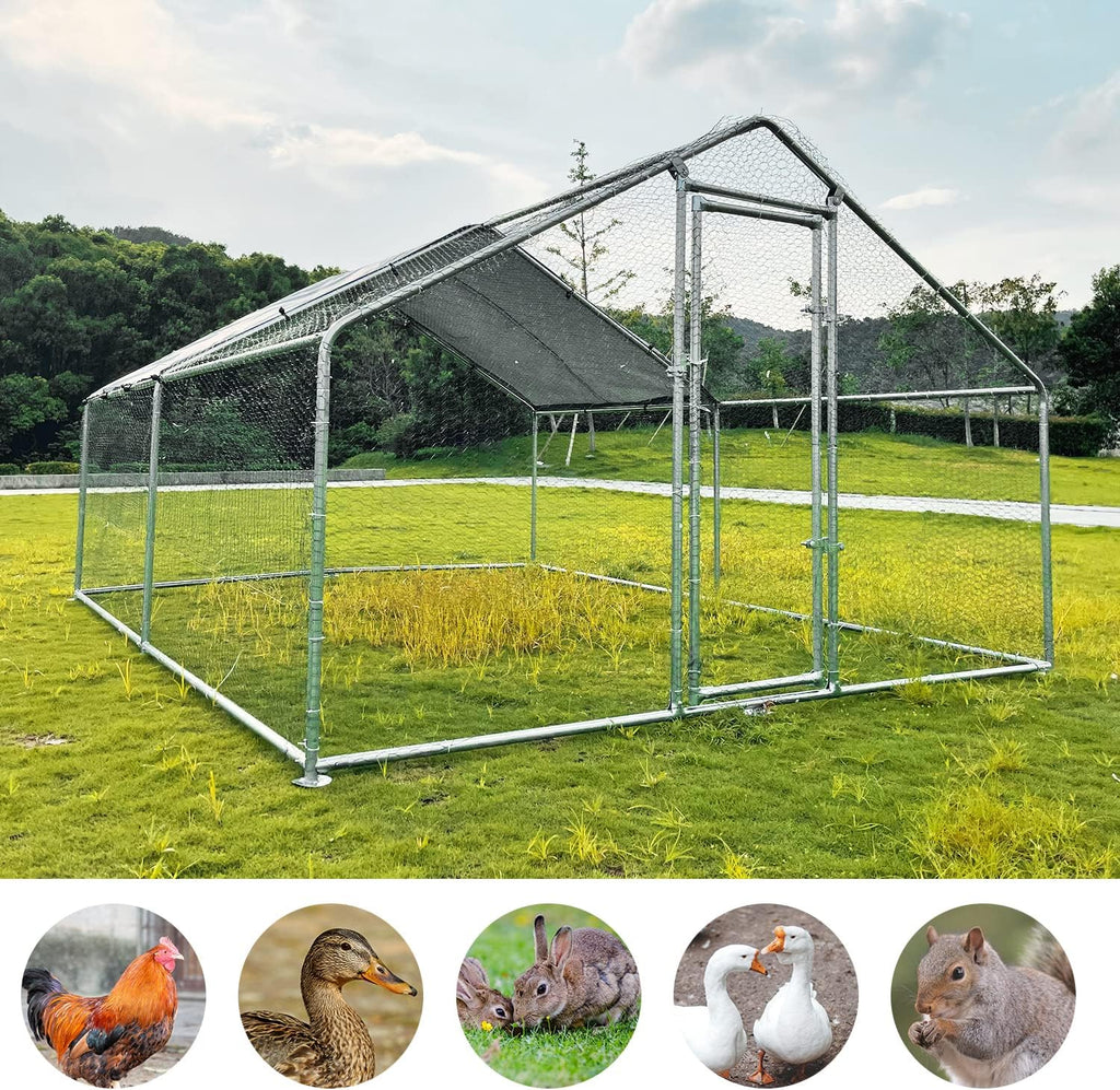 Large Metal Chicken Coop Walk-in Poultry Cage with Waterproof Cover M1792