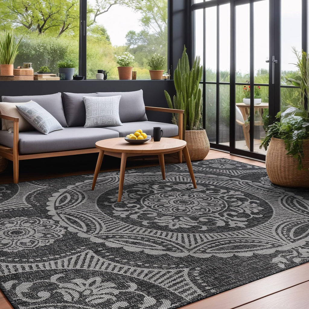 Dark Gray 6x9 Washable Outdoor Rug S442688