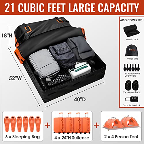 21 Cubic Feet Waterproof 840D Car Roof Bag with Anti-Slip Mat Z6665