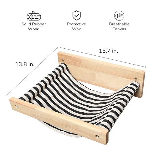 Black Stripe Wooden Cat Wall Shelf P90643