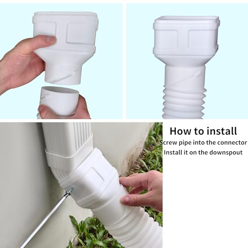 White 7ft Flexible Downspout Extender A537