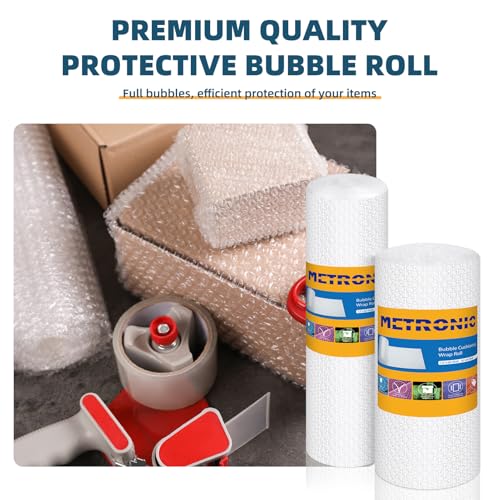 Bubble Cushioning Wrap 2 Pack 12 Inch x 72ft Total, Clear Bubble Packing Roll B9129