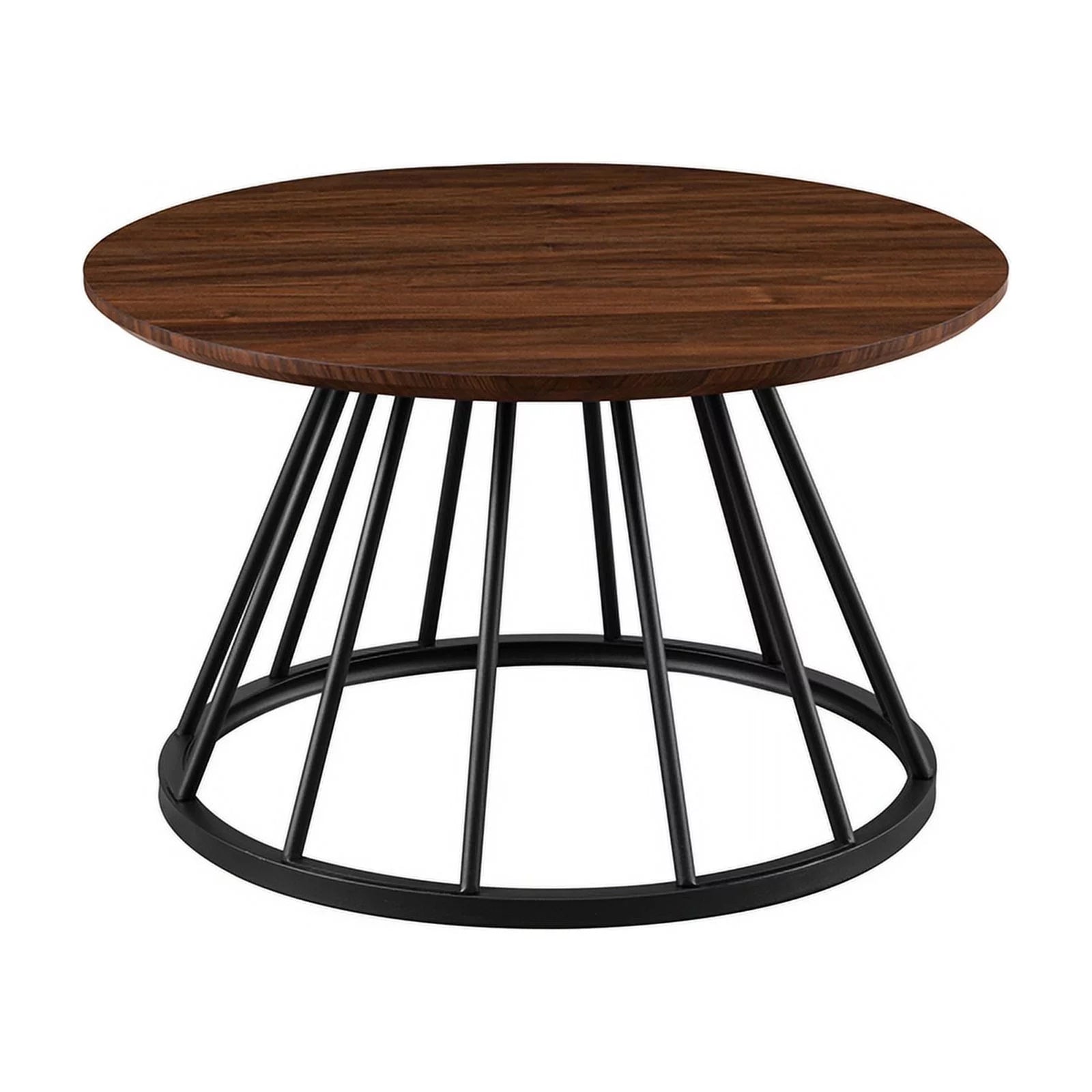 Dark Walnut Black Wood Coffee Table with Metal Base J309450