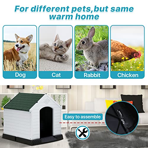 White Large Plastic Dog House with Elevated Floor D83500