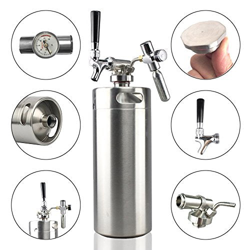 Stainless Steel Mini Keg Dispenser Portable Kegerator Kit (128oz) U323
