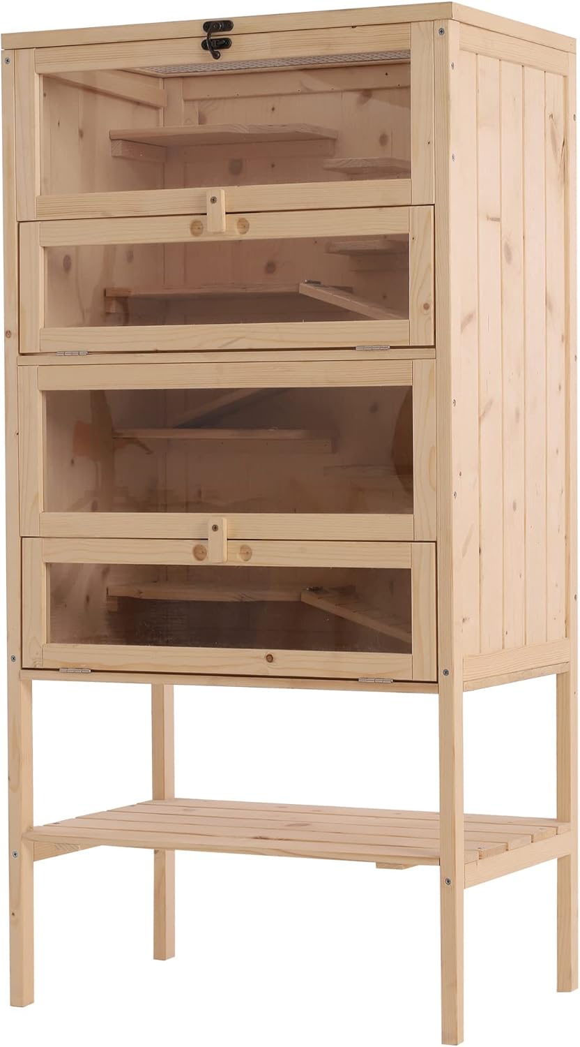 5-Tier Wooden Hamster Cage with Openable Top and Front Door N6923