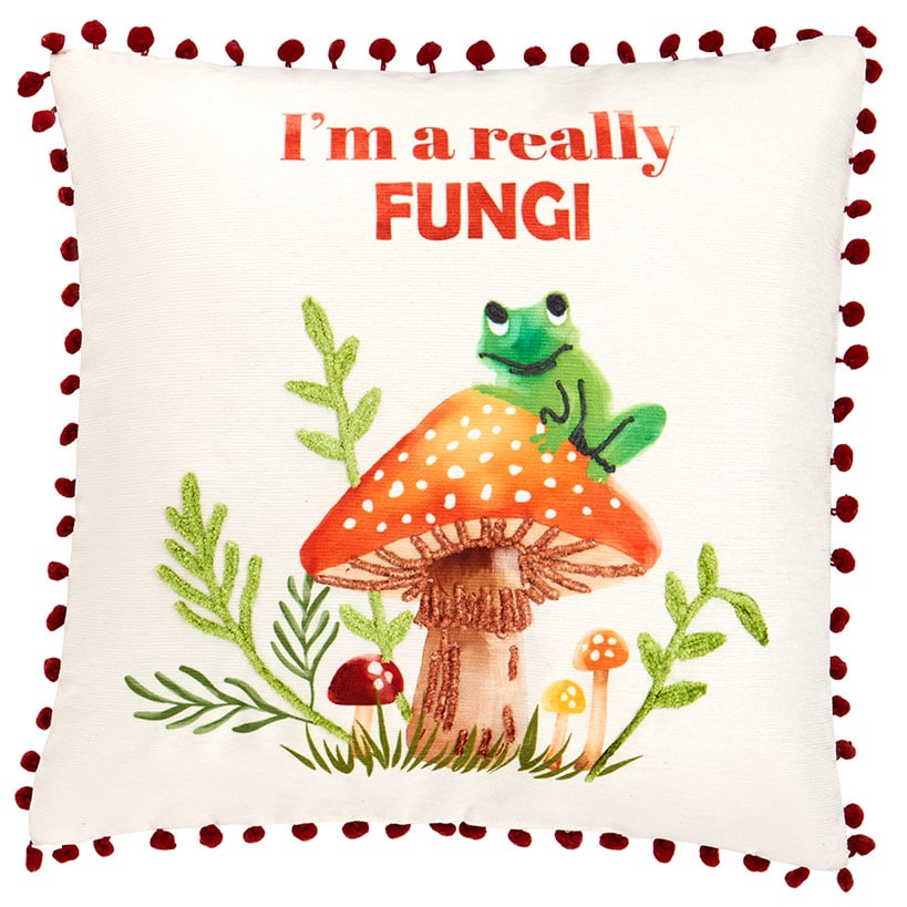 Embroidered Mushroom Garden Decorative Pillow N5796