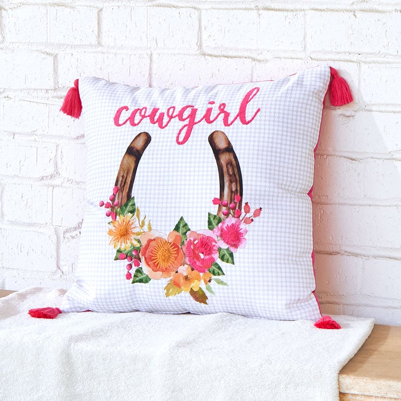 Cowgirl Embroidered Decorative Pillow
