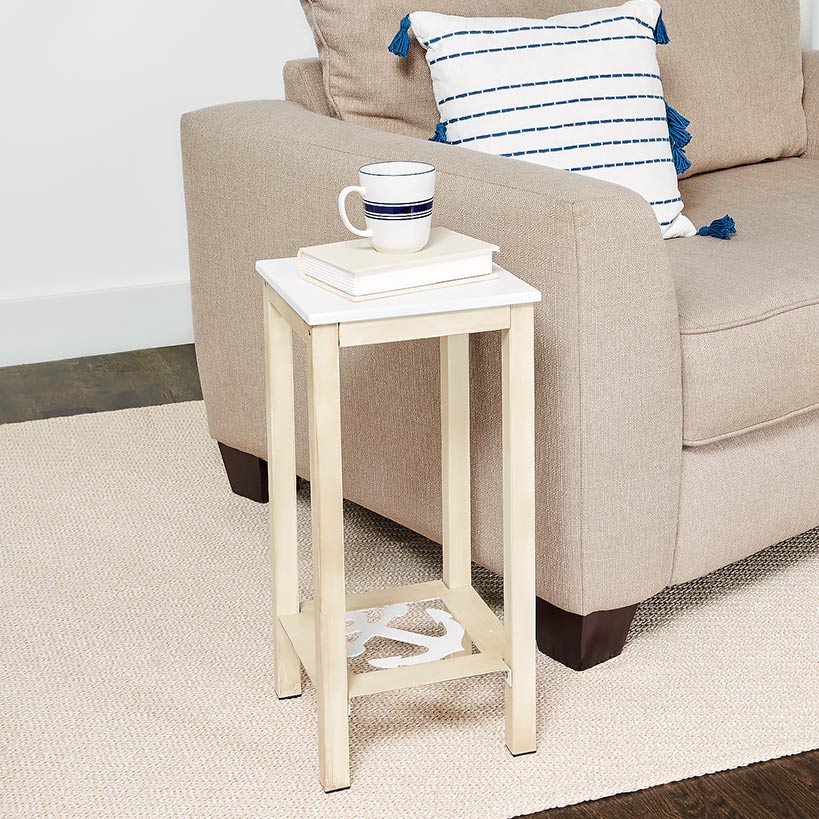 Wooden End Tables with Nautical Anchor or Wheel Design H2731
