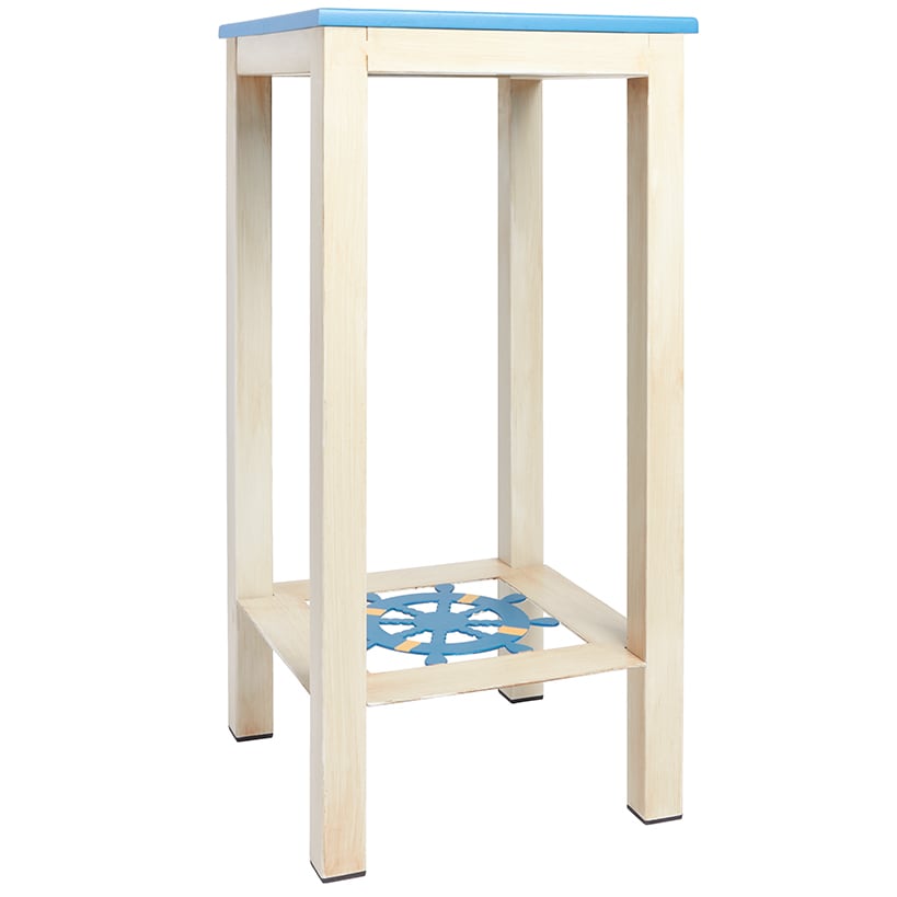 Wooden End Tables with Nautical Anchor or Wheel Design H2731
