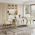 63 inch Clear Rectangular Glass Dining Table with Gold Metal Legs P229