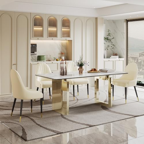 63 inch Clear Rectangular Glass Dining Table with Gold Metal Legs P229