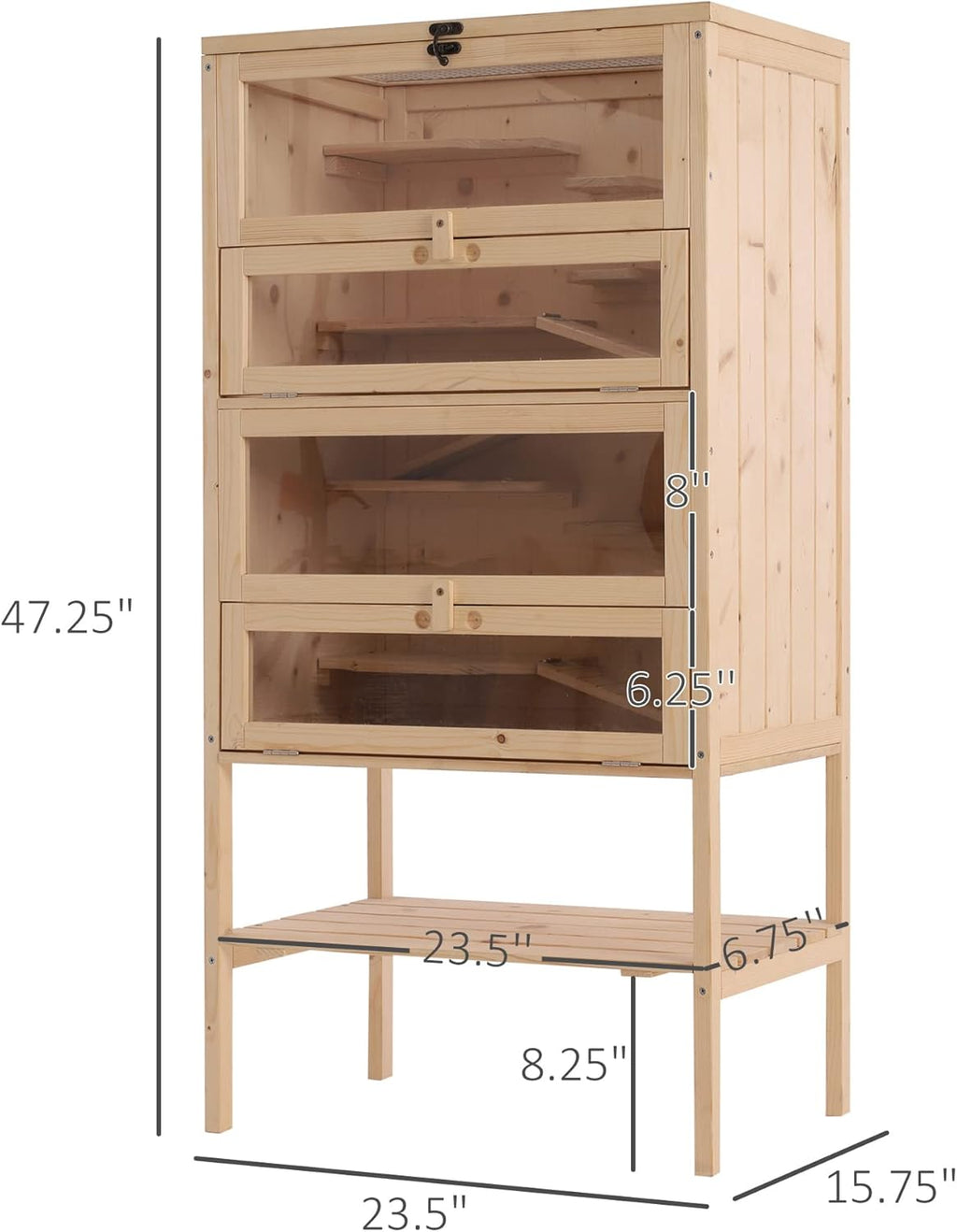 5-Tier Wooden Hamster Cage with Openable Top and Front Door N6923