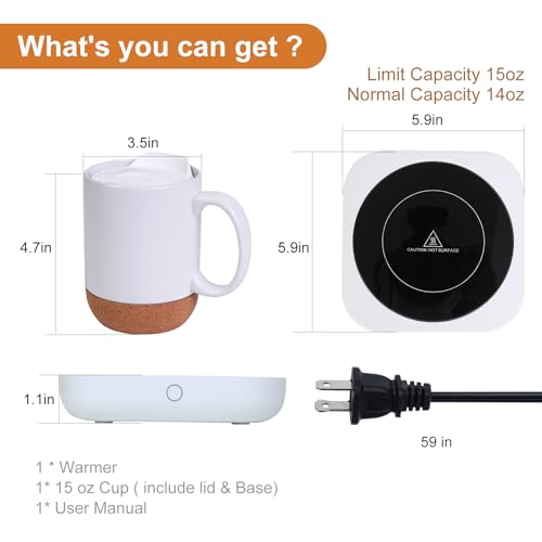 Black Electric Coffee Cup Warmer with Ceramic Mug U661230