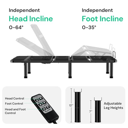 Twin XL Adjustable Bed Frame with Wired Remote Y93183