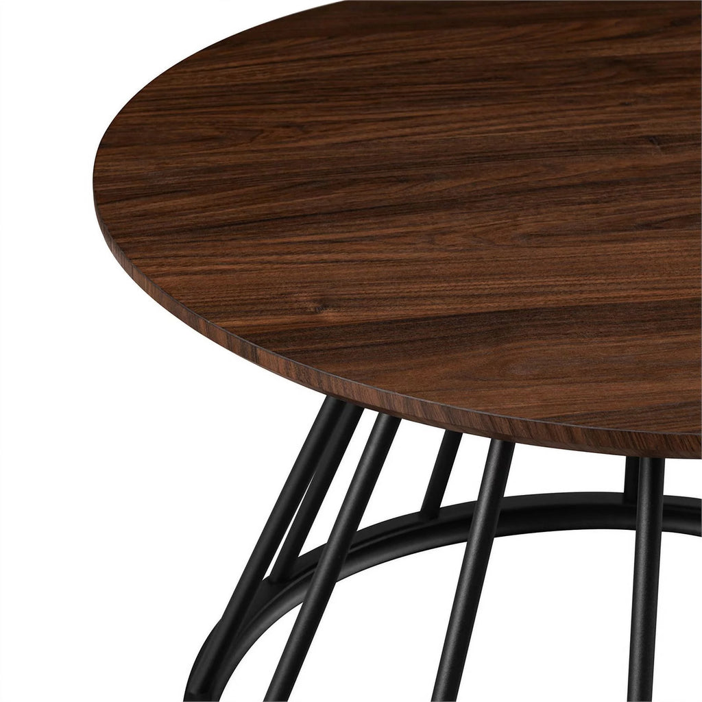 Dark Walnut Black Wood Coffee Table with Metal Base J309450