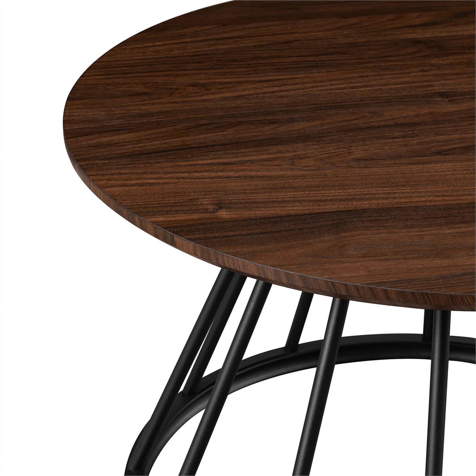 Dark Walnut Black Wood Coffee Table with Metal Base J309450