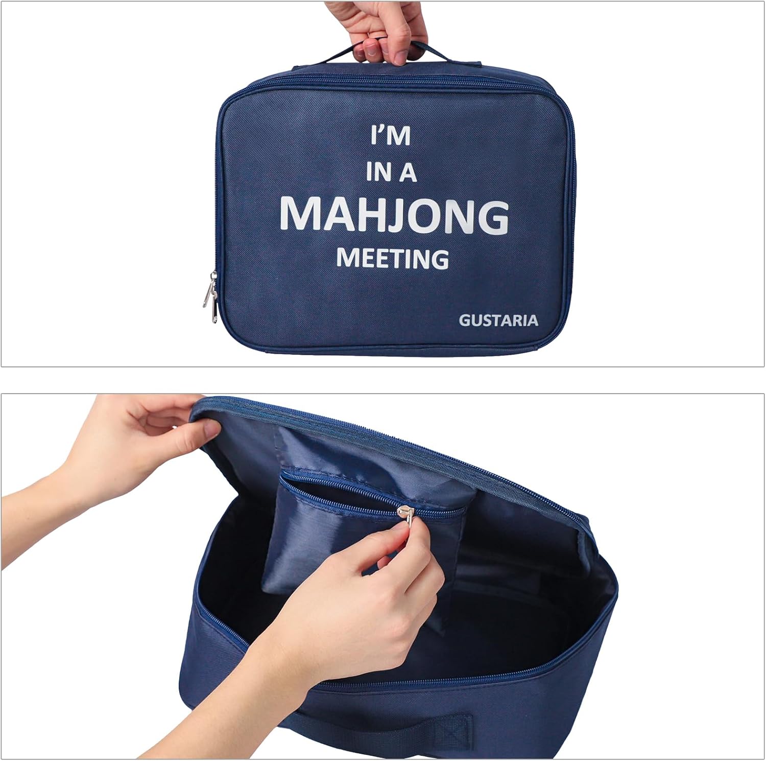 1.65'' Large Size 146 Green Tiles Mahjong Set with Blue Carrying Bag P9264