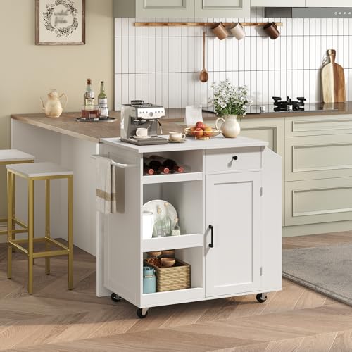 Black and Natural Rolling Kitchen Cart with Drawer L812034