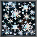 76 Pcs Extra Large Snowflake Window Clings 9.8 Inch Winter Iridescent Window Sticker Non Adhesive P9963