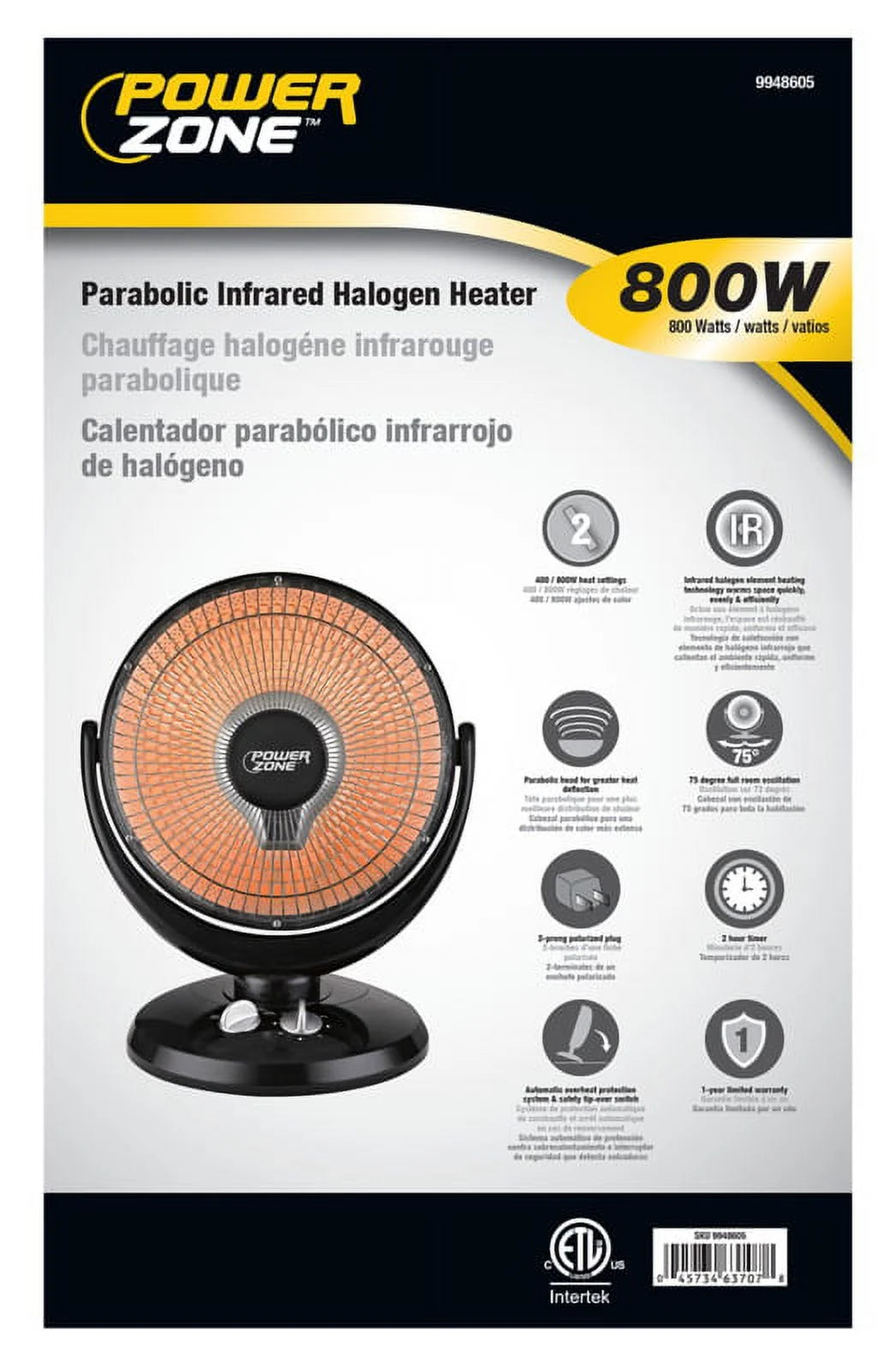 400/800 W Oscillating Parabolic Heater U902070