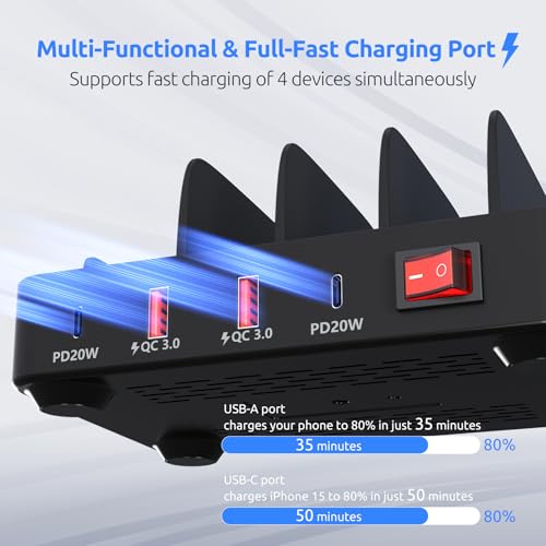 Black 4-Port Charging Station F703