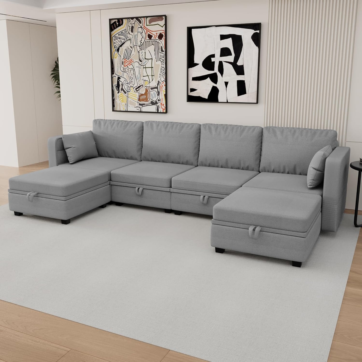 Gray U-Shape Modular Sofa with Storage I1523