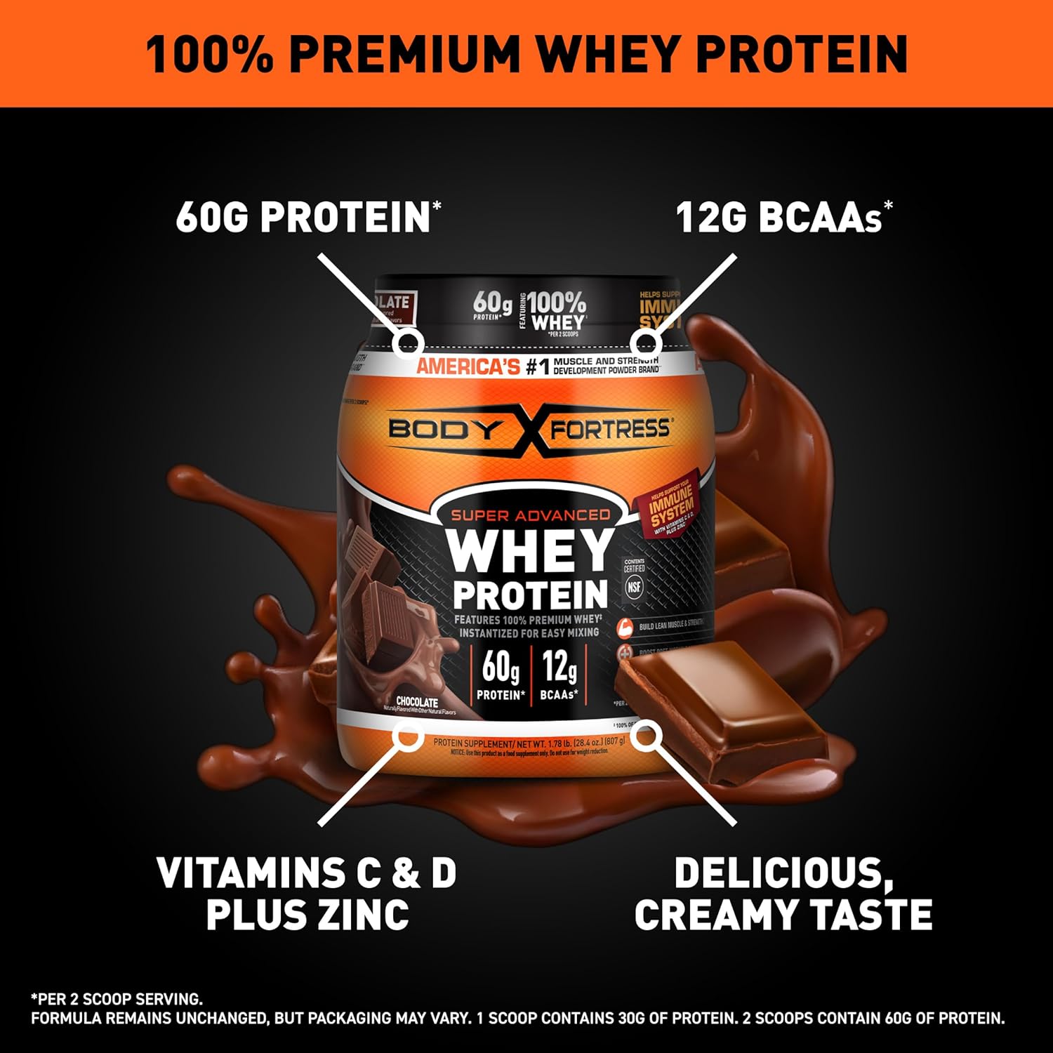 100% Whey Protein Powder Chocolate 1.78lbs & Creatine Monohydrate Micronized Powder 500G 5000mg Per Serv G293182