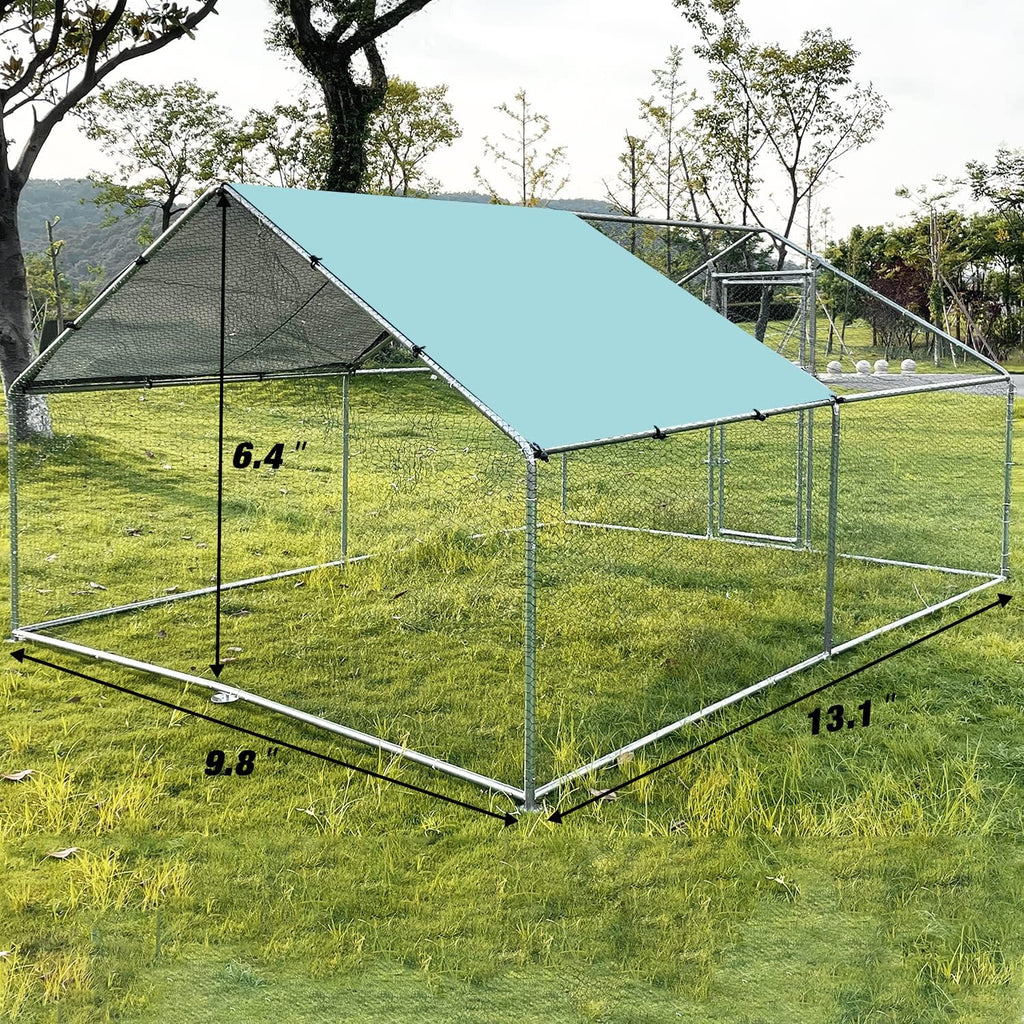 Large Metal Chicken Coop Walk-in Poultry Cage with Waterproof Cover M1792