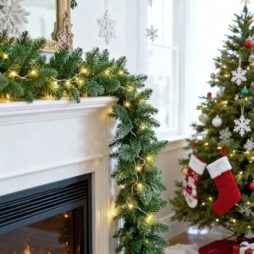 2 Pack 9FT Artificial Pre-lit Christmas Garland with Lights B565338