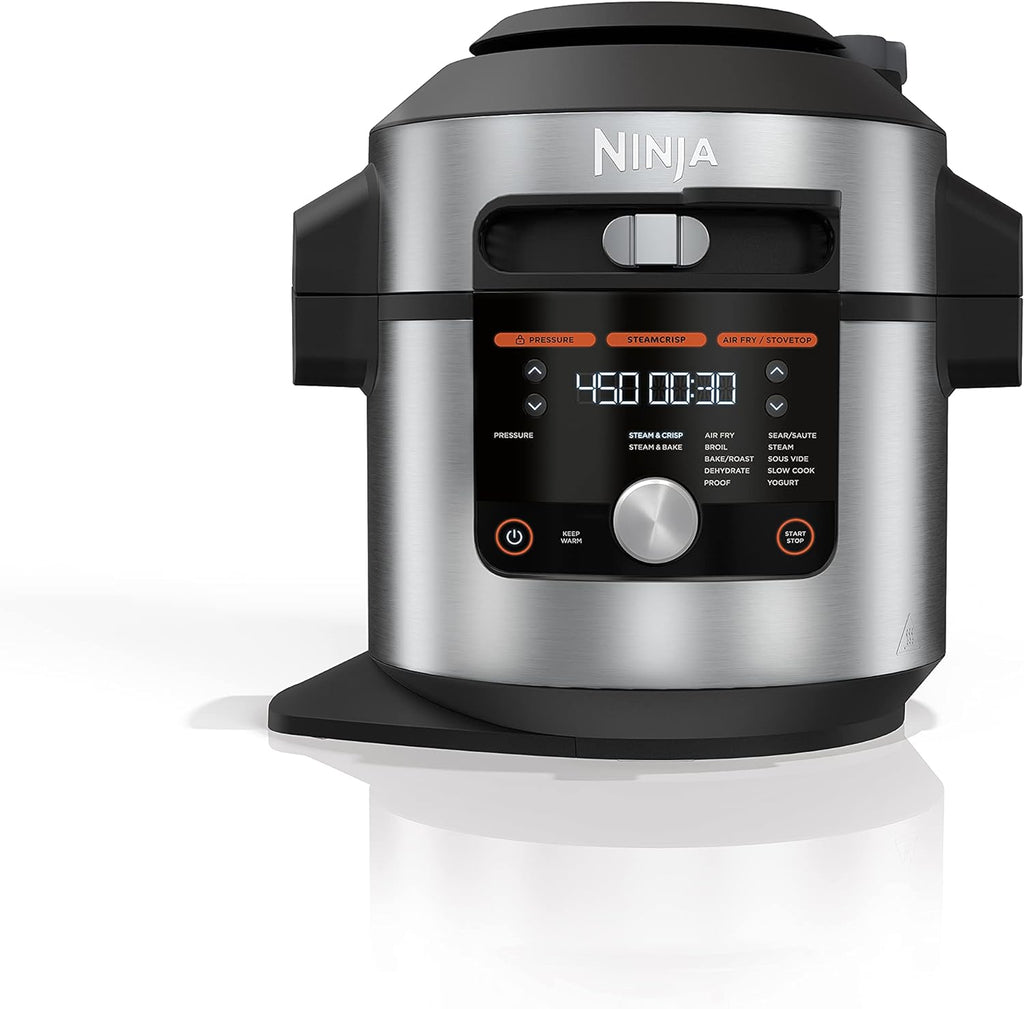Silver/Black 8 Qt. Pressure Cooker Steam Fryer K39353