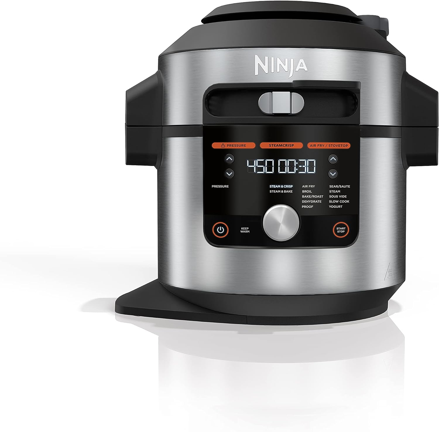 Silver/Black 8 Qt. Pressure Cooker Steam Fryer K39353