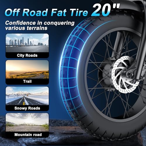Electric Bike 20" Fat Tire Ebike 48V 20Ah Battery Hydraulic Disc Brake T301