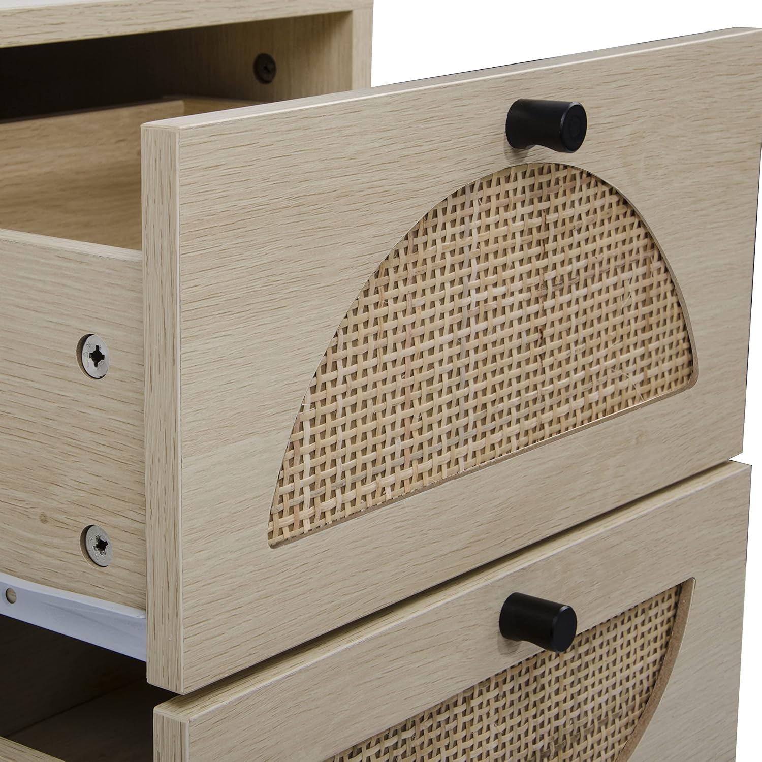 2 Drawer Rattan Wood Nightstand R491