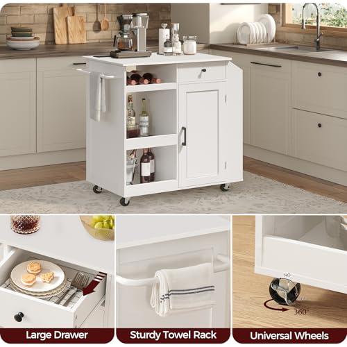 Black and Natural Rolling Kitchen Cart with Drawer L812034