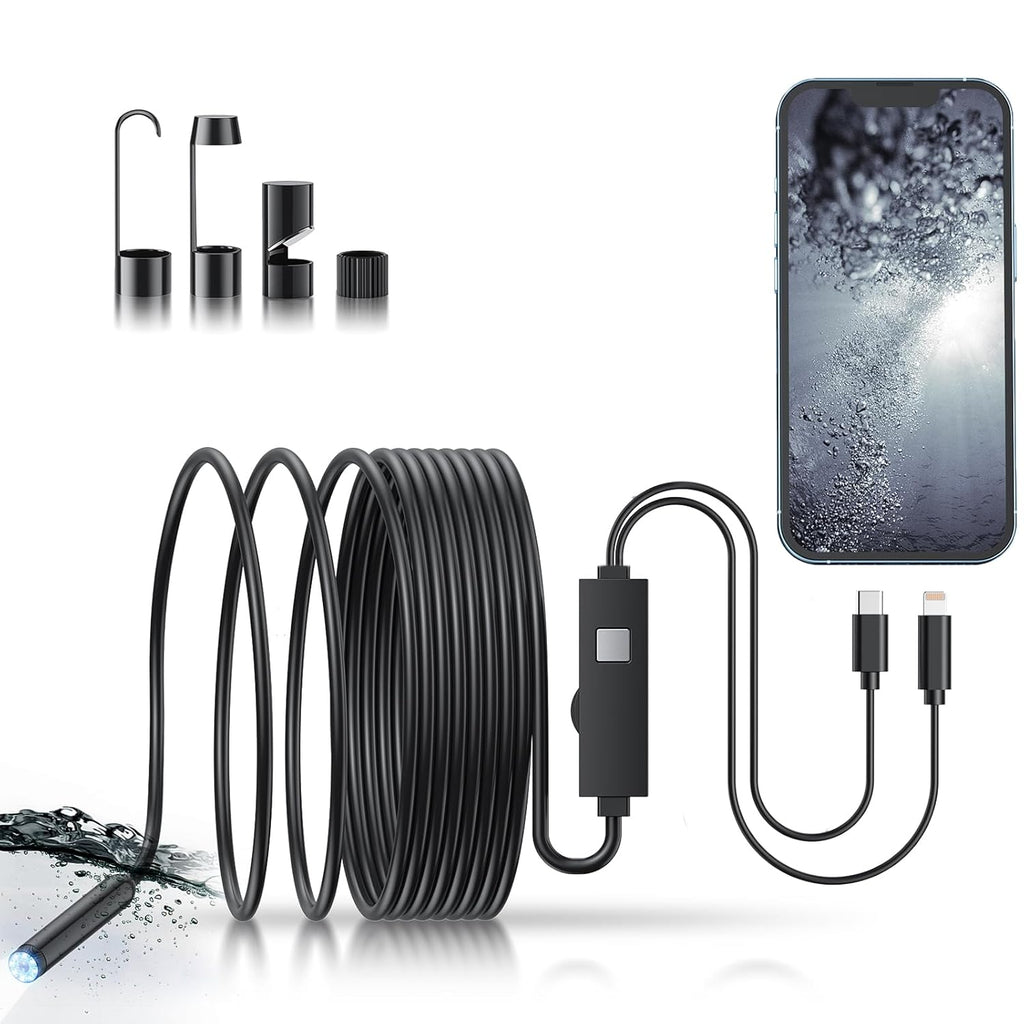 1920P HD Endoscope Camera with 8 LED Lights, 16.4FT Semi-Rigid Cord, IP67 Waterproof S957