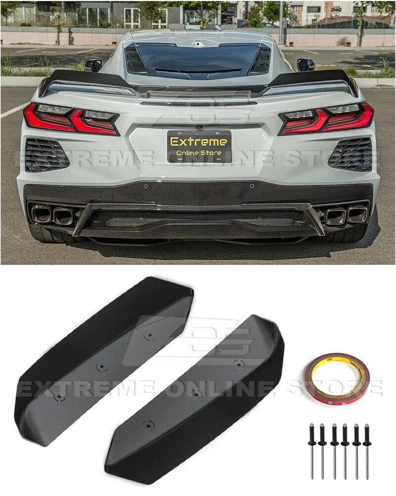 Painted Carbon Flash Metallic ABS Plastic Rear Trunk Lid Wing Spoiler Add-On Wickers Pair C6584
