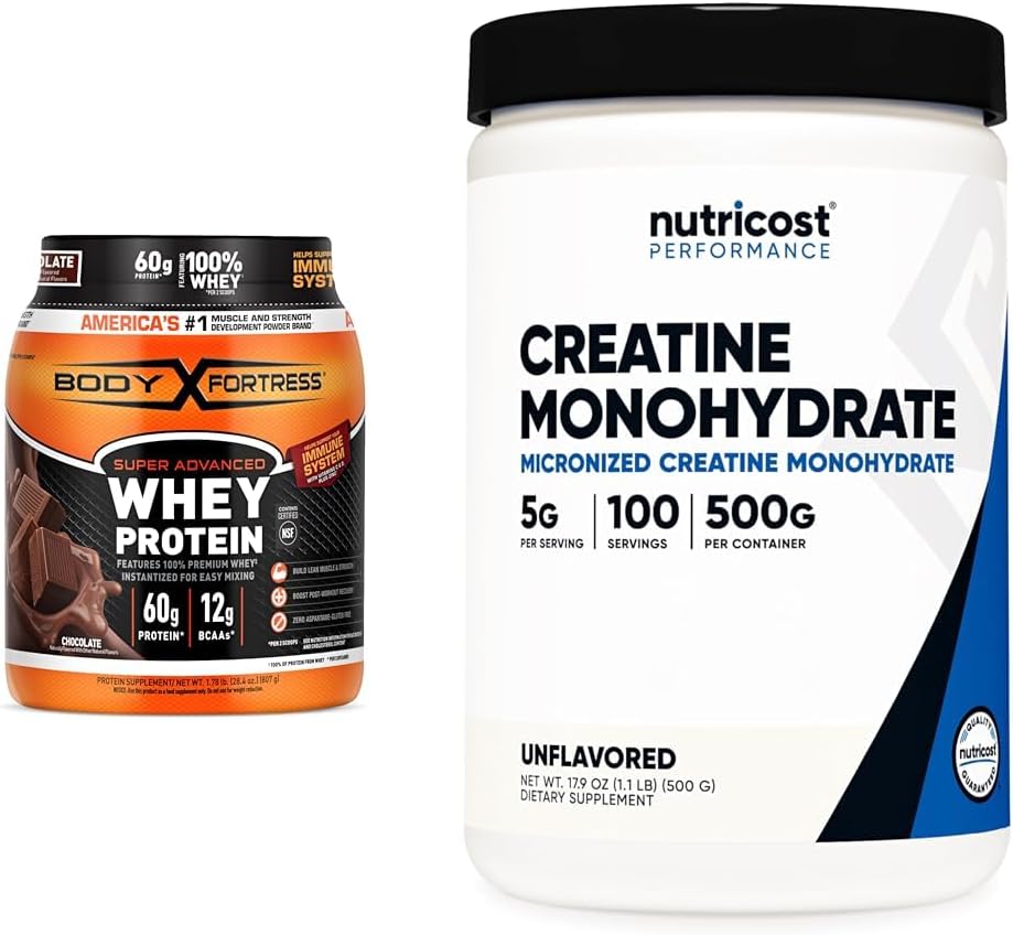 100% Whey Protein Powder Chocolate 1.78lbs & Creatine Monohydrate Micronized Powder 500G 5000mg Per Serv G293182