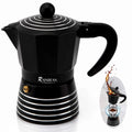 3 Cup Aluminum Stovetop Espresso Maker Moka Pot (Black) H518975
