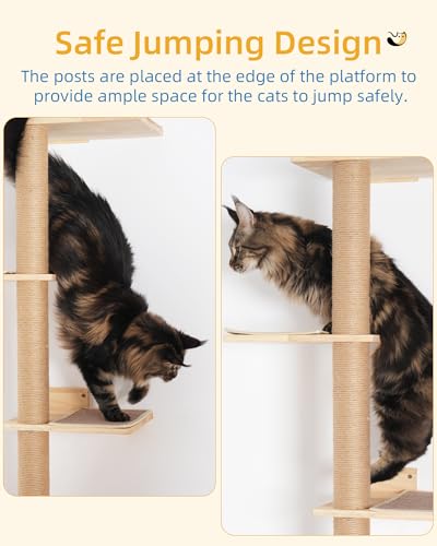 Tall Cat Tree with 15.8in Large Perch, 5 Tier Floor to Ceiling Cat Tower with Carpeted Mats, 80.3inch Cat Scratching Pole W634699