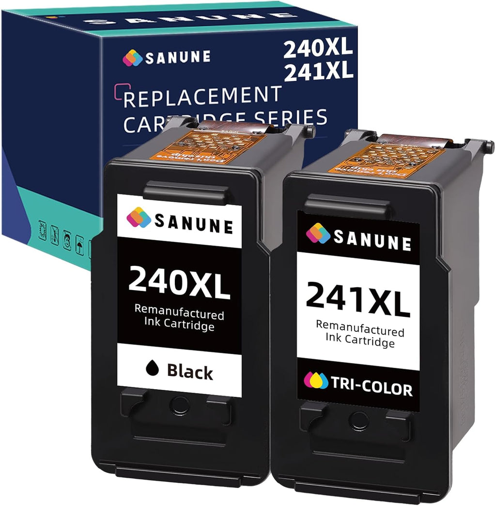Remanufactured Ink Cartridge Combo Pack for Canon 240XL 241XL (1 Black, 1 Tri-Color) W38787