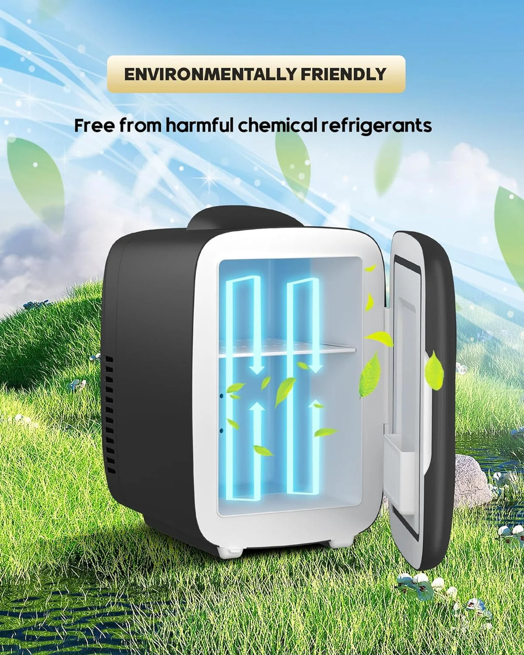 Black Mini Fridge 4 Liter Cooler and Warmer Refrigerator B279028