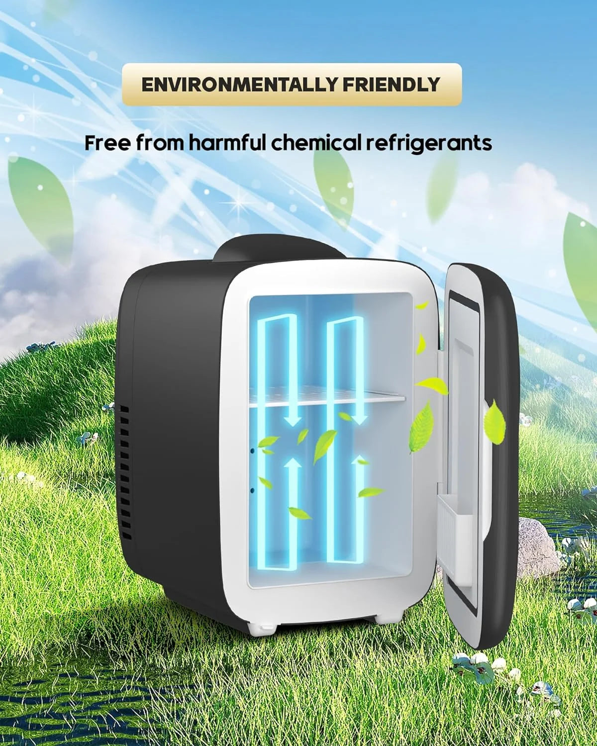 Black Mini Fridge 4 Liter Cooler and Warmer Refrigerator B279028