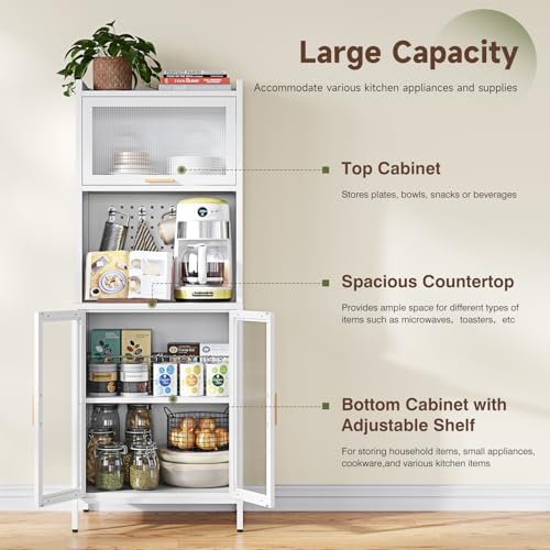 White 72.6" Tall Kitchen Pantry Cabinet with Storage X527